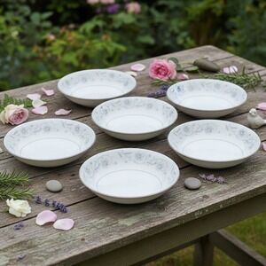 English Garden Berry Bowls #1221, Set of 6, Vtg Fine China Of Japan Dinnerware